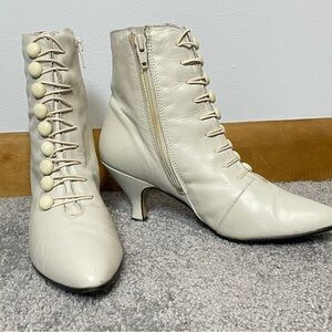 Chic Cream Lace-Up Ankle Booties